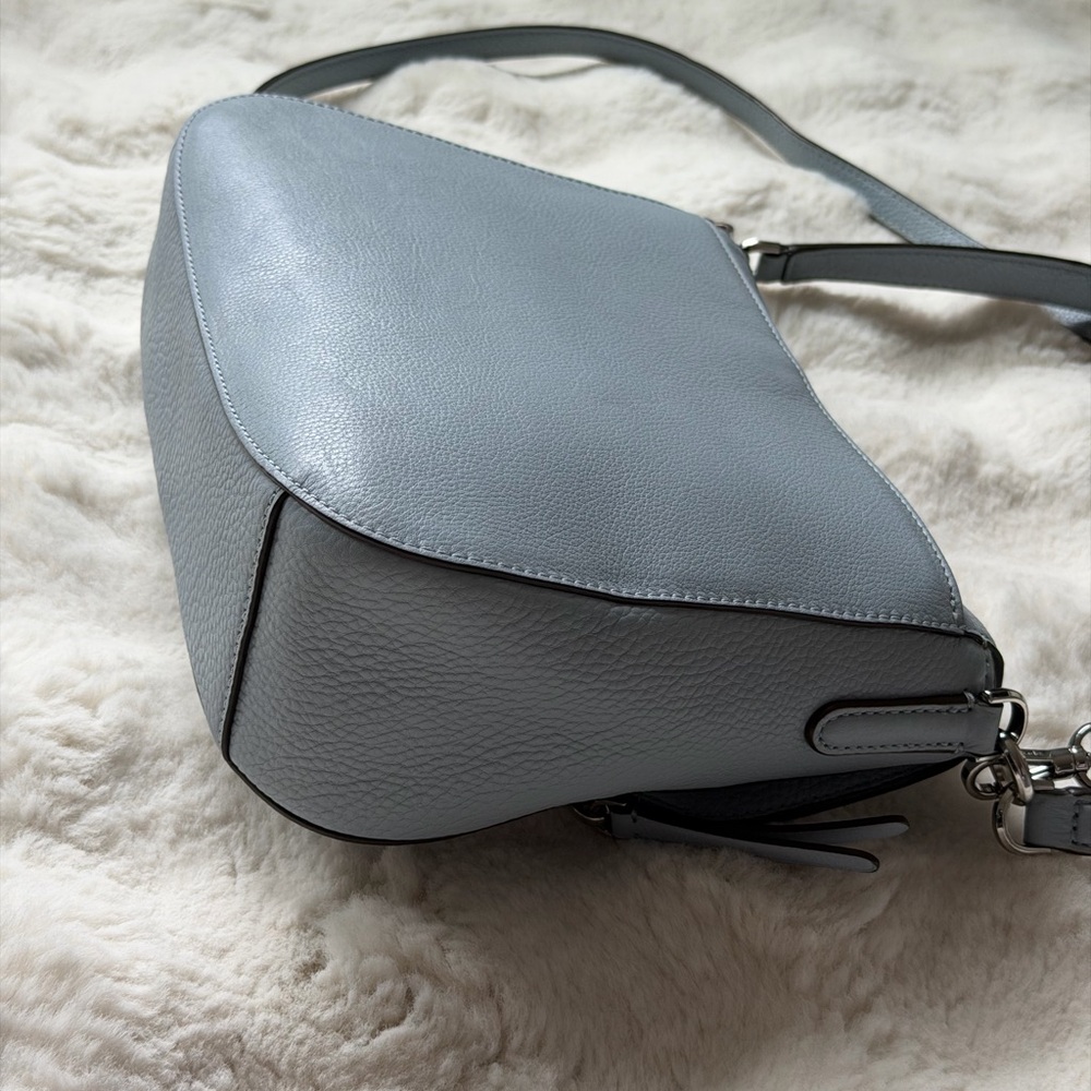 Kate Spade Polly Flap Convertible Medium Light Blue Leather Crossbody Bag - Picture 7 of 15